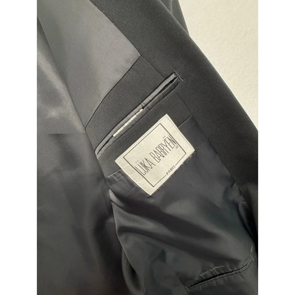Luka Barryen Paris Double Breasted Blazer Black Peak Lapel Suit Jacket 50 NWT